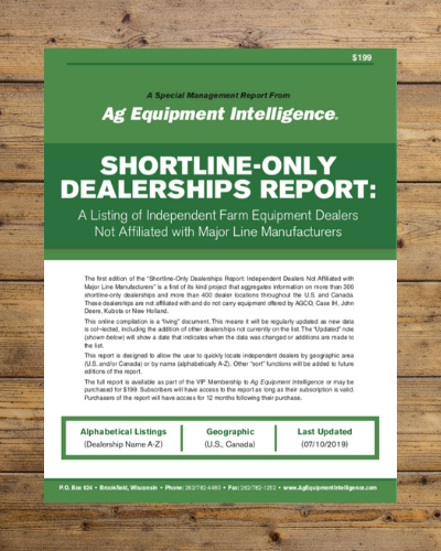 Shortline only dealer report